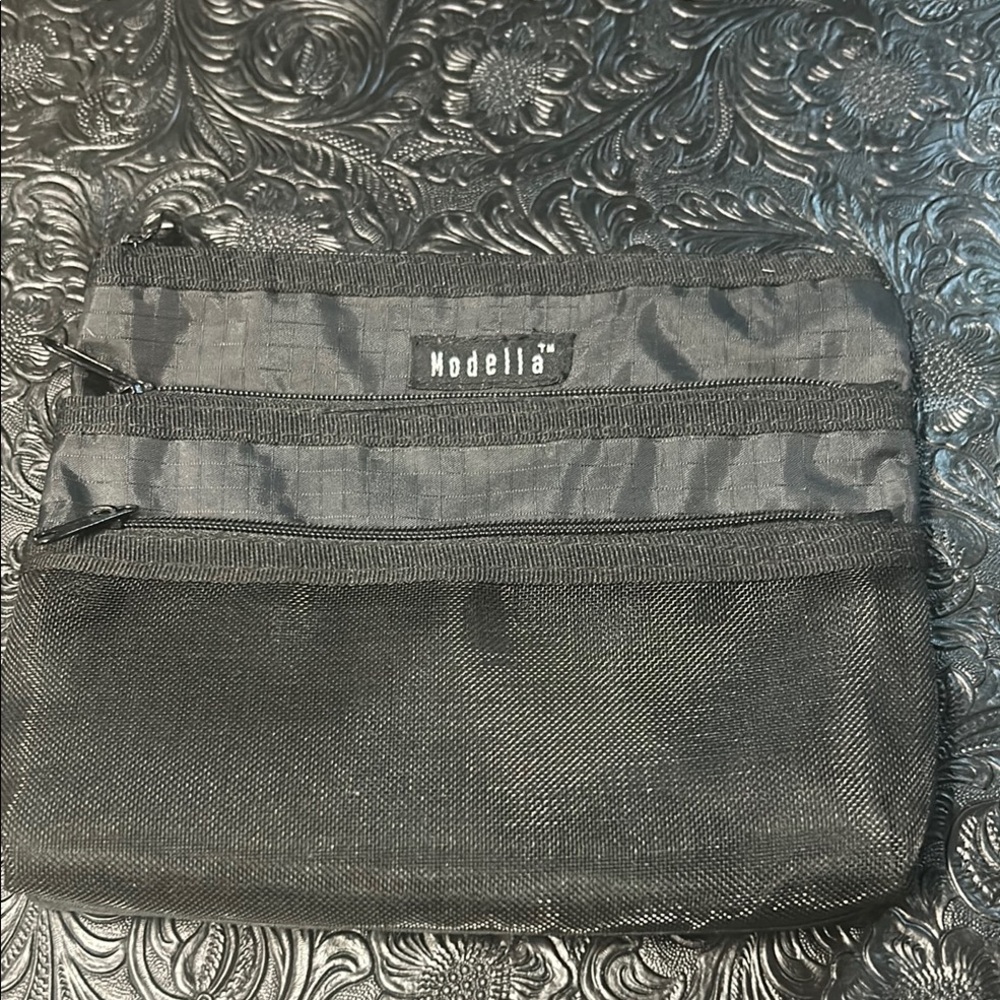 Modella Black 3 zipper Bag with Durable Design